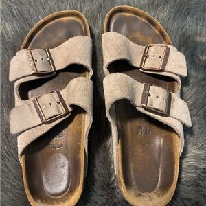 Birkenstock Taupe Suede Buckle Sandals Made in Germany Size 39